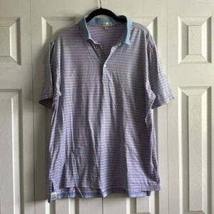 Peter Millar Blue and Pink Striped Polo Shirt size L